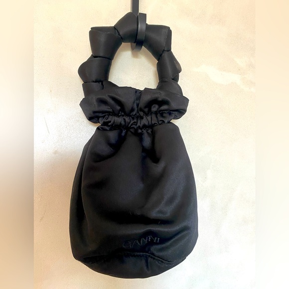 Ganni Satin mini drawstring bag black like new - Picture 1 of 3
